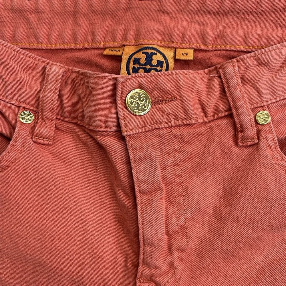 Tory Burch Alexa Crop Jeans Womens 29 32x25 Coral Orange Denim Stretch Pants - Picture 4 of 16